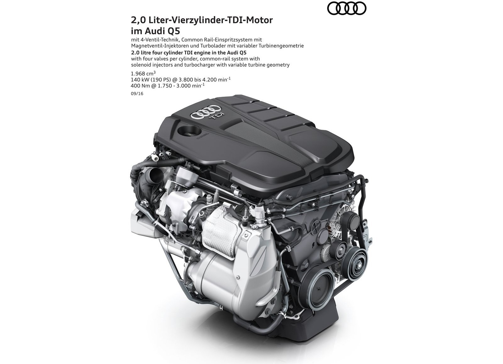 Ще одна технічна особливість нового Audi Q5 - турбодизель класу Євро 6+, той самий «тестовий» мотор
