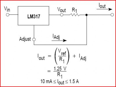 Для того щоб LM317 перетворити в стабілізатор струму потрібен всього 1 резистор