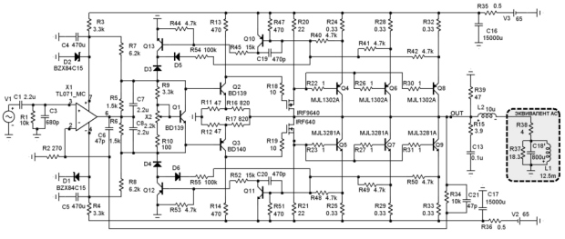 Принципова схема з використанням польових транзисторів як повторювачів   ЗБІЛЬШИТИ